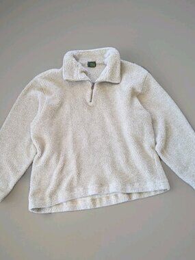 Club Room Mens XL Half Zip Fleece Pullover Cream Sherpa Shirt Fuzzy Layer Jacket